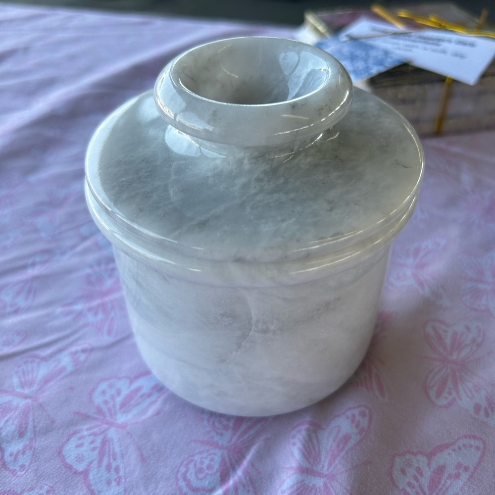 White Marble Butter Bell